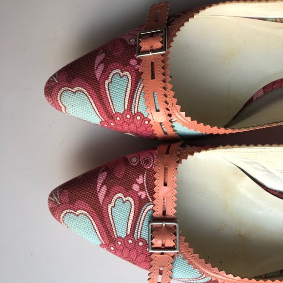 Casadei Floral Print Canvas & Leather Trim Flats 9 - Picture 4 of 7